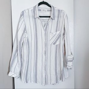 Altar’d State Striped Linen Blend Button Down Shirt